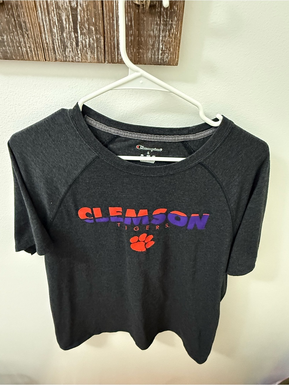 Champion Dark Gray Tee with Accent Logo Clemson Tigers College - Picture 5 of 7